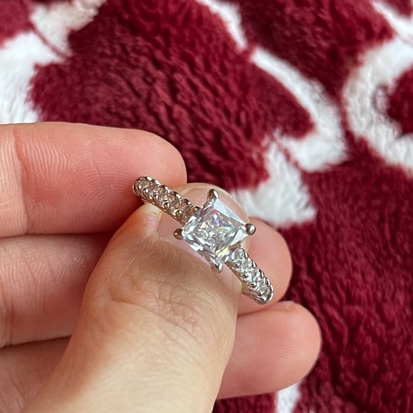 925Silver Wedding Ring Princess Cut White sapphire - Picture 8 of 8